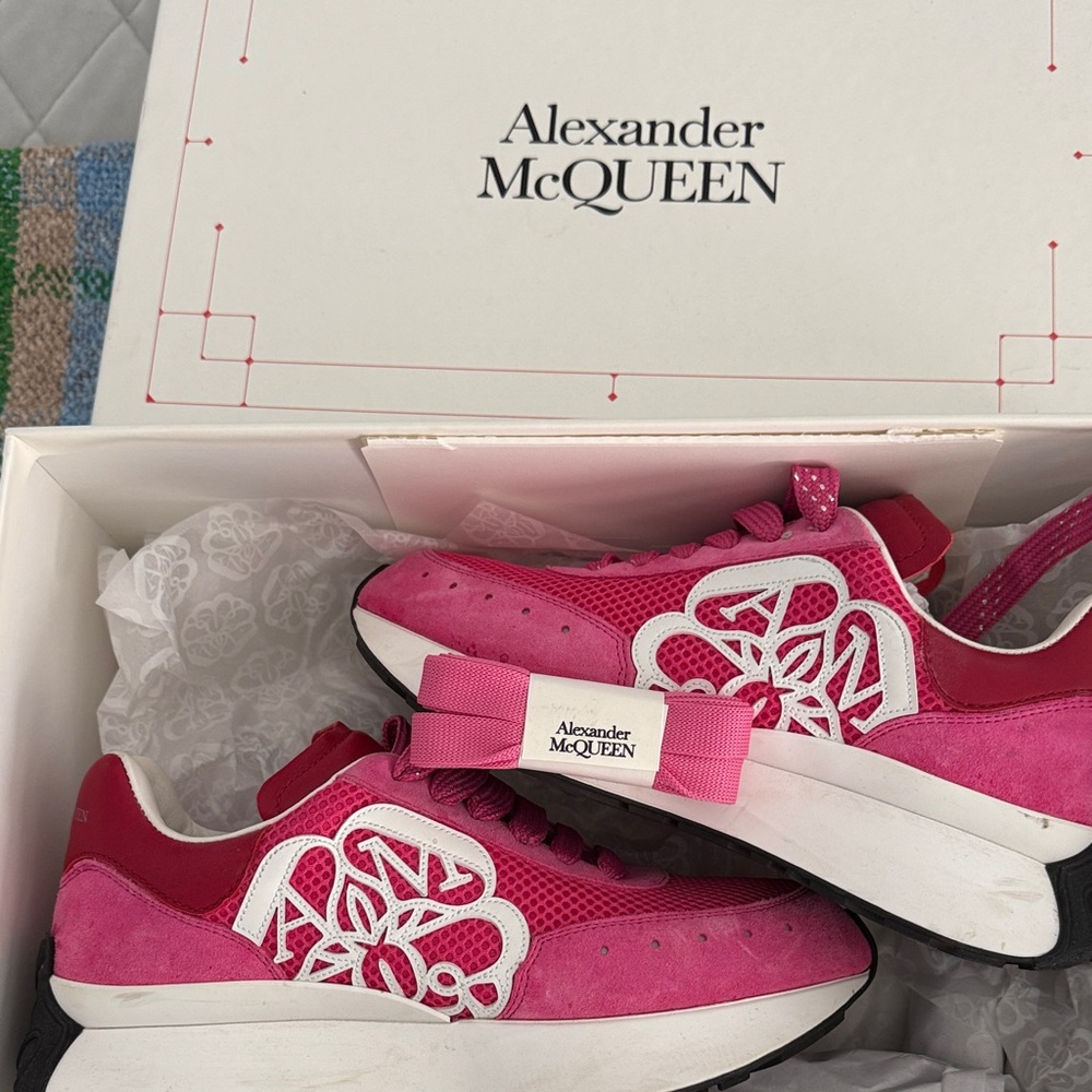 Alexander McQueen Fuchsia and White Women's Sneakers